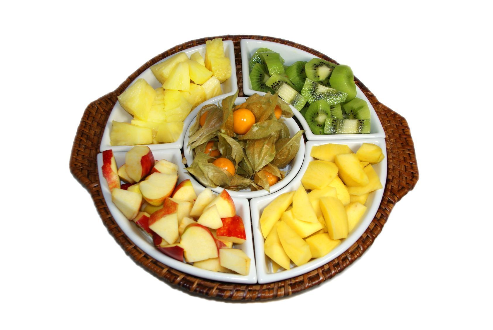 Fürs Schokofondue eignen sich im Winter vor allem frische Früchte, die's das ganze Jahr über gibt.