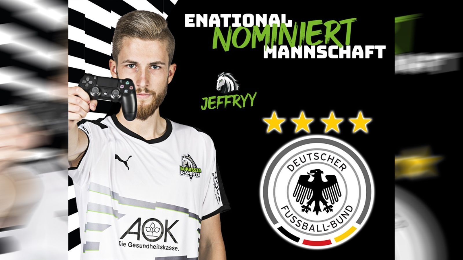 
                <strong>Yannick Reiners</strong><br>
                eSports-Nickname: JeffryyKonsole: PlaystationVerein: Borussia Mönchengladbach
              