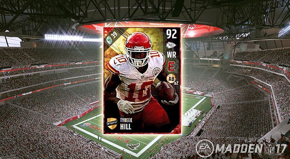 
                <strong>Wide Receiver: Tyreek Hill</strong><br>
                Wide Receiver: Tyreek HillTeam: Kansas City ChiefsGesamt-Stärke: 92
              