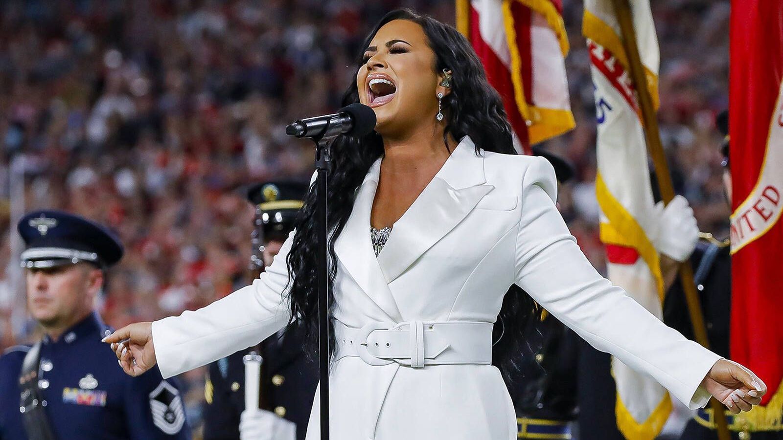 <strong>Demi Lovato</strong><br>2020: Demi Lovato beim Super Bowl zwischen den Kansas City Chiefs und den San Francisco 49ers.