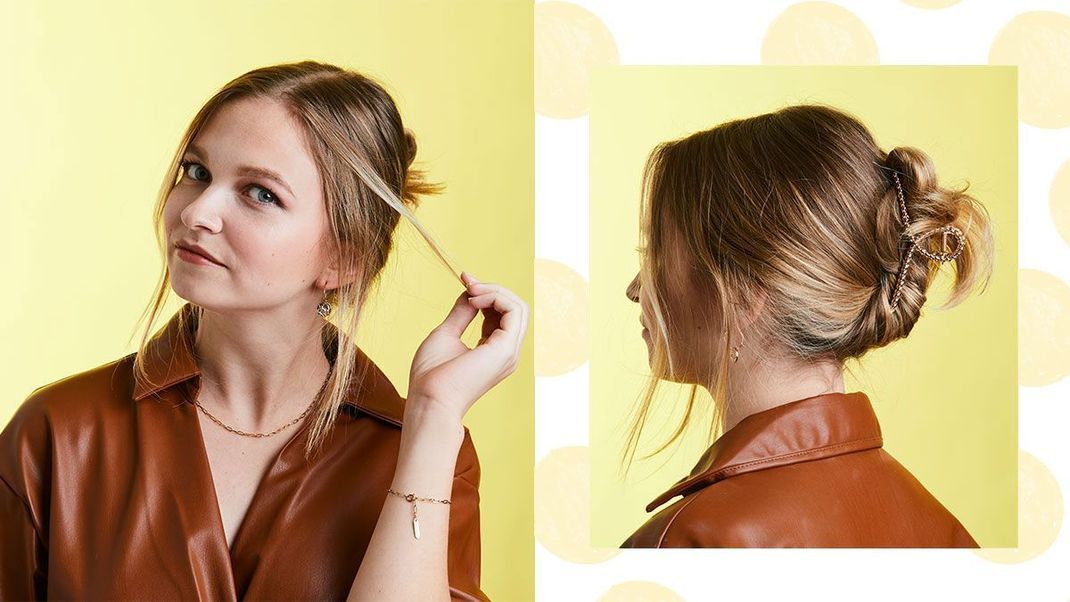 Eine Hochsteckfrisur mit Haarspange und Mittelscheitel – wie gefällt euch dieser Hairstyle? Lasst euch inspirieren von unseren schönsten Looks mit Haarspangen.