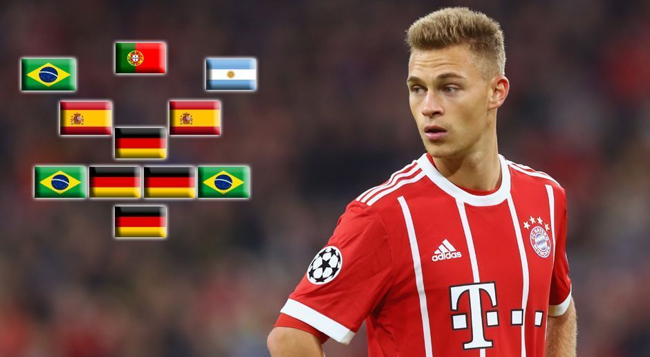 
                <strong>Die Top-Elf von Joshua Kimmich</strong><br>
                Joshua Kimmich hat gegenüber "Goal.com" verraten, wer in seiner Traum-Elf alles spielen würde. Unter anderem dabei: vier deutsche Nationalspieler. Kimmich lässt seine Elf im 4-3-3 spielen.
              