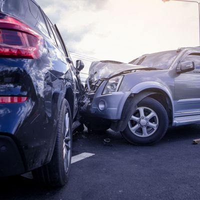 Car crash dangerous accident on the road.