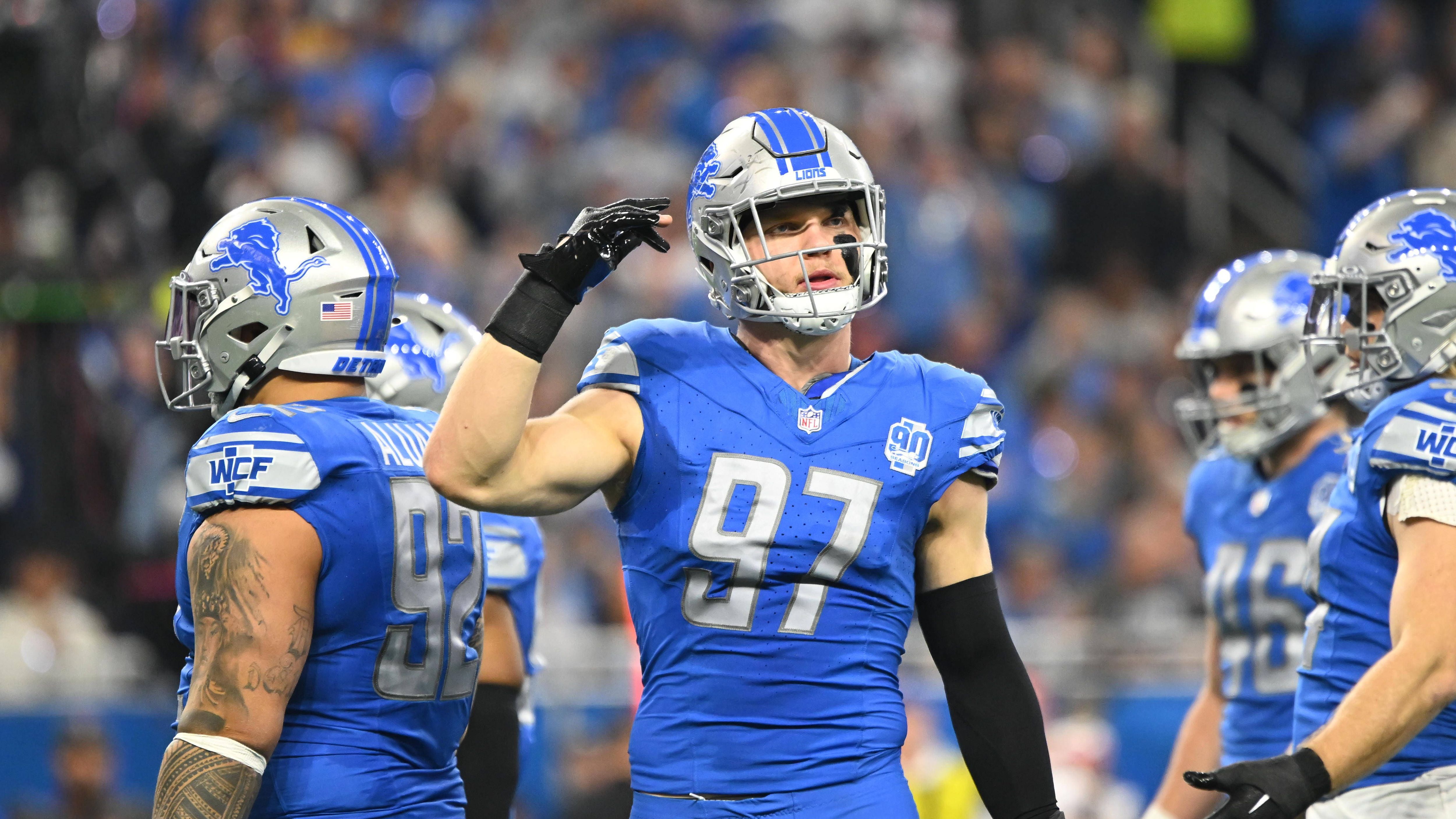 <strong>NFC: Defensive End</strong><br>Starter: Aidan Hutchinson (Detroit Lions)<br>Backup: Demarcus Lawrence (Dallas Cowboys)<br>Nominiert, aber nicht dabei: Nick Bosa (San Francisco 49ers, Super Bowl)