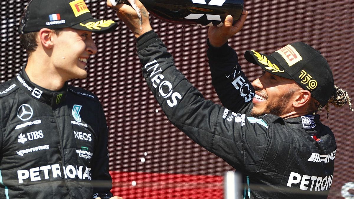Lewis Hamilton und George Russell standen erstmals gemeinsam auf dem Podium