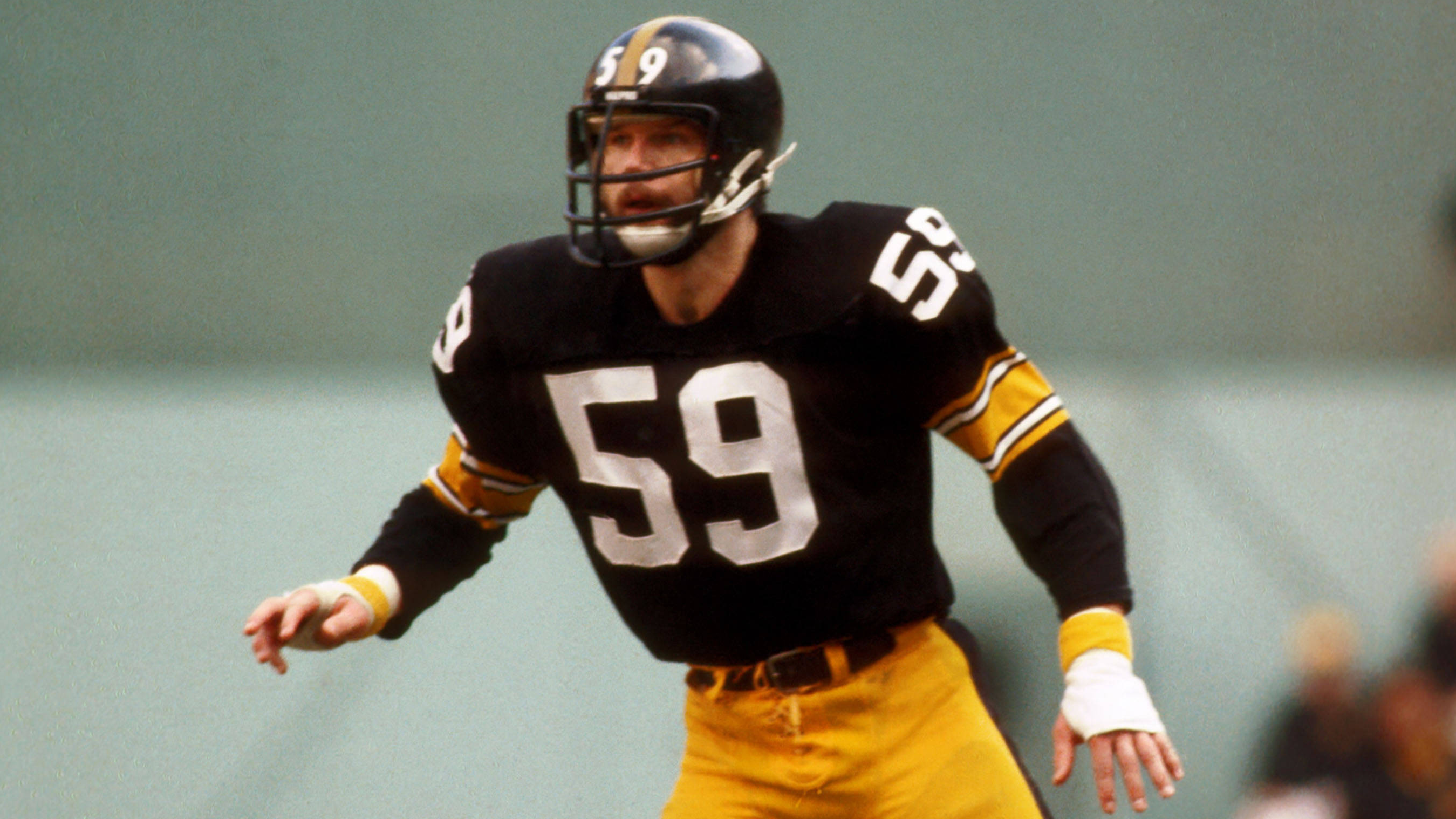 <strong>59: Jack Ham</strong><br>Team: Pittsburgh Steelers<br>Position: Linebacker<br>Erfolge: Pro Football Hall of Famer, viermaliger Super-Bowl-Champion, NFL Defensive Player of the Year 1976, sechsmaliger First Team All-Pro, achtmaliger Pro Bowler<br>Honorable Mention: Luke Kuechly