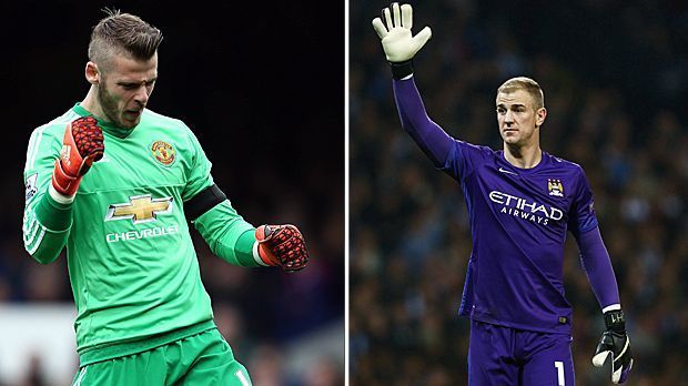 
                <strong>Torwart: David de Gea vs. Joe Hart</strong><br>
                Torwart: David de Gea vs. Joe Hart. Im Sommer wäre der Spanier (li.) um ein Haar zu Real Madrid gewechselt, erst seit seiner Vertragsverlängerung steht er wieder zwischen den Pfosten bei United. Bei den "Citizens" ist der englische Nationalkeeper eine Bank. Im direkten Duell hat de Gea dennoch die Nase vorn - 1:0 für die "Red Devils".
              