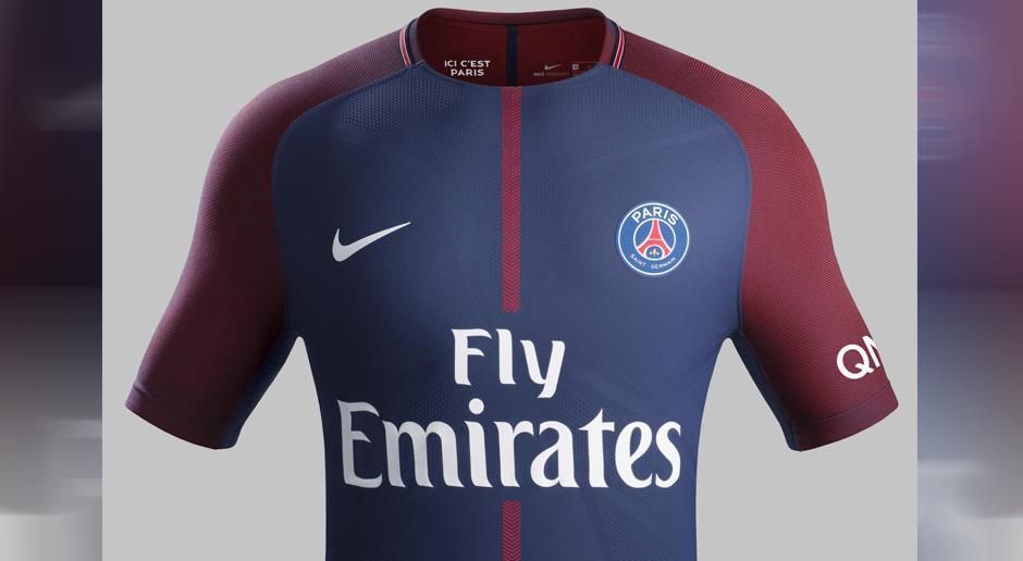 
                <strong>Paris Saint-Germain - Heimtrikot 2017/2018</strong><br>
                Ein blaues Jersey mit dunkelroten Ärmeln: In diesem Trikot laufen in der kommenden Saison Weltmeister Julian Draxler und seine Teamkollegen von Paris Saint-Germain auf. Ein klassischer Look ohne große Überraschungen, Ausrüster "Nike" greift aber auch hier auf die neuste Technologie zurück ...
              