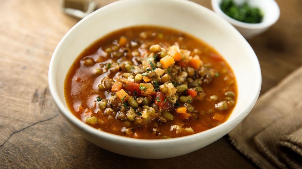 Traditional homemade lentil soup