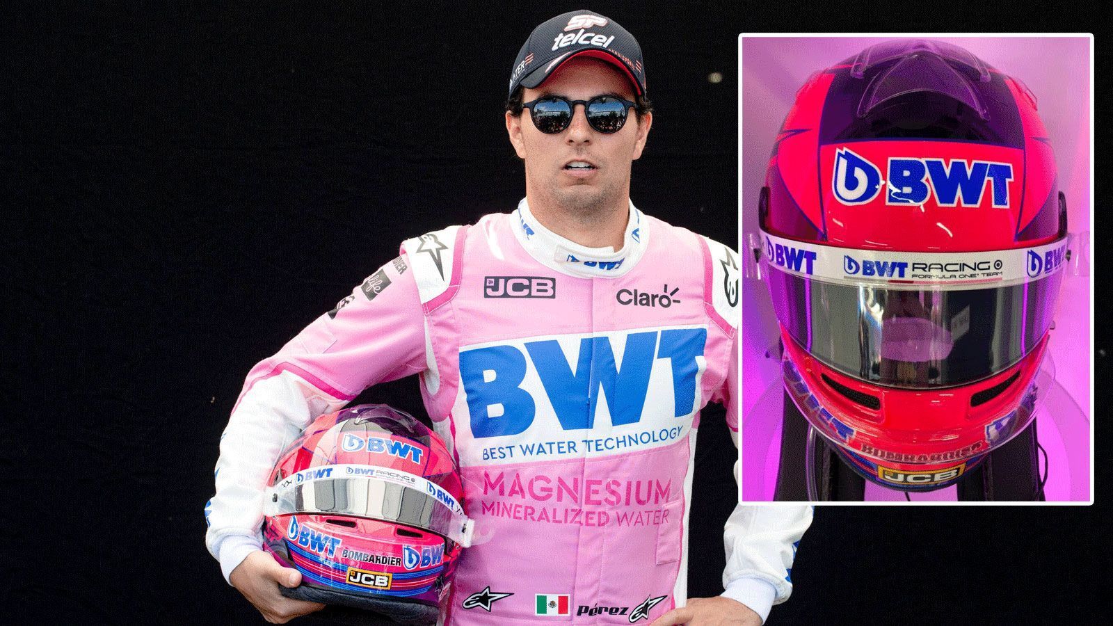 
                <strong>Sergio Perez (BWT Racing Point F1)</strong><br>
                Nicht nur die rosa Farbe des Autos und der Rennkleidung von BWT Racing Point ist grell, sondern ebenso der Helm von Sergio Perez. Der pinke Farbton dominiert auf der Kopfbedeckung, während an den Seiten ein Stern zu erkennen ist.
              