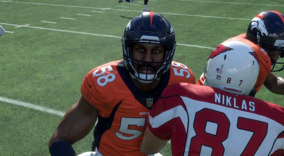 
                <strong>Von Miller – Gesamtbewertung 99</strong><br>
                Der Linebacker der Denver Broncos erreicht die 99er-Marke. Mehr Punkte gibt es für keinen Spieler in Madden 18.
              