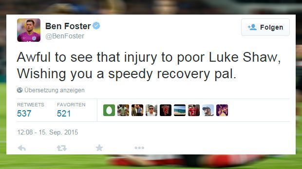 
                <strong>Ben Foster</strong><br>
                Ben Foster: Der frühere Keeper von ManUtd schließt sich den Wünschen an und spricht von der Hoffnung eines schnellen Comebacks des Außenverteidigers.
              