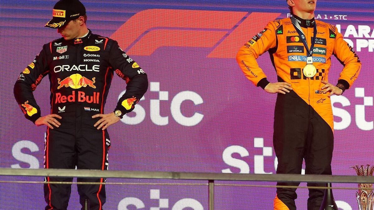 Max Verstappen zeigte sich nach Oscar Piastris Sieg eher genervt auf dem Podium