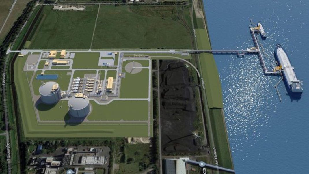 Ein Modell des zukünftigen LNG-Terminals in Brunsbüttel.