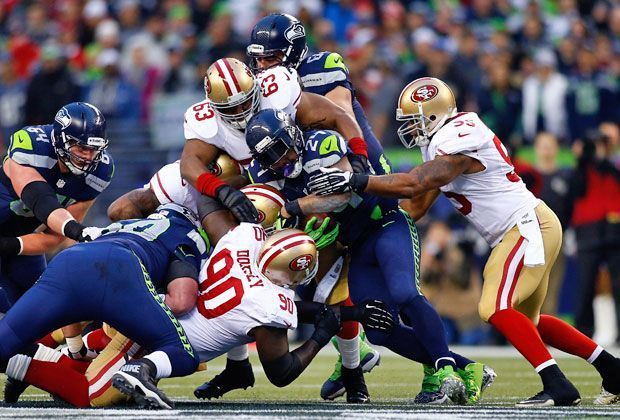 
                <strong>NFC Championship Game: Seattle Seahawks - San Francisco 49ers</strong><br>
                Marshawn Lynch schaltet den "Beast Mode" ein und sorgt für den ersten Touchdown der Seahawks. Die 49ers schlagen aber direkt zurück und bleiben in Führung.
              