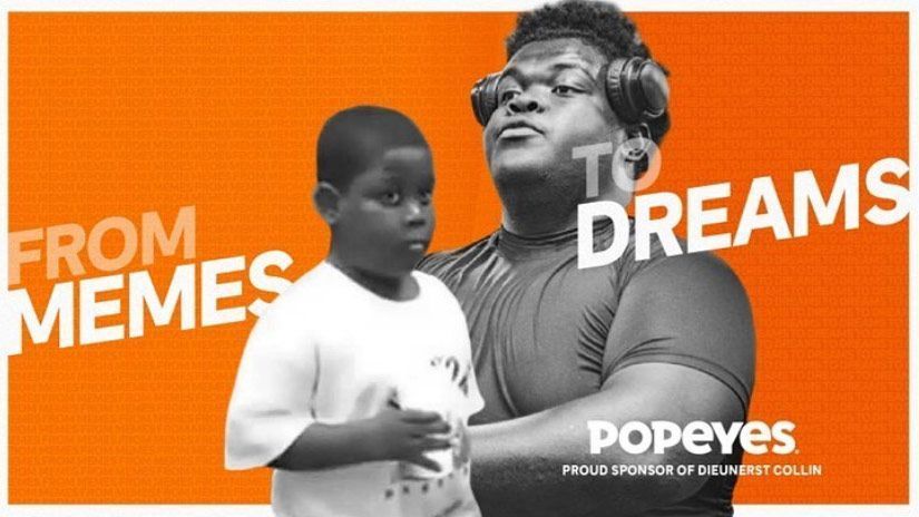 
                <strong>Collin erhält Sponsoren-Deal</strong><br>
                Bereits am 12. Januar wurde dann alles öffentlich gemacht, Collin hatte seinen Sponsoren-Deal bei der Fast-Food-Kette unterschrieben. Popeyes postete in den sozialen Medien ein Bild von Collin samt dem Meme, das mittlerweile rund zehn Jahre alt ist. Darauf geschrieben steht "From Memes To Dreams" sowie: "Popeyes - stolzer Sponsor von Dieunerst Collin". Seitdem ist der 19-Jährige Teil der Popeyes-Familie und dient in Videos wie Kampagnen als Werbefigur und Gesicht der Fast-Food-Kette.
              