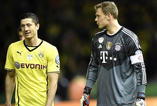 
                <strong>Neuer gegen Lewandowski</strong><br>
                Seit drei Monaten sind Manuel Neuer und Robert Lewandowski Teamkameraden - doch auch zuvor sind sich in ihrer Karriere oft als Gegner über den Weg gelaufen. Am Samstag stehen sie sich in der EM-Quali zwischen Polen und Deutschland... 
              