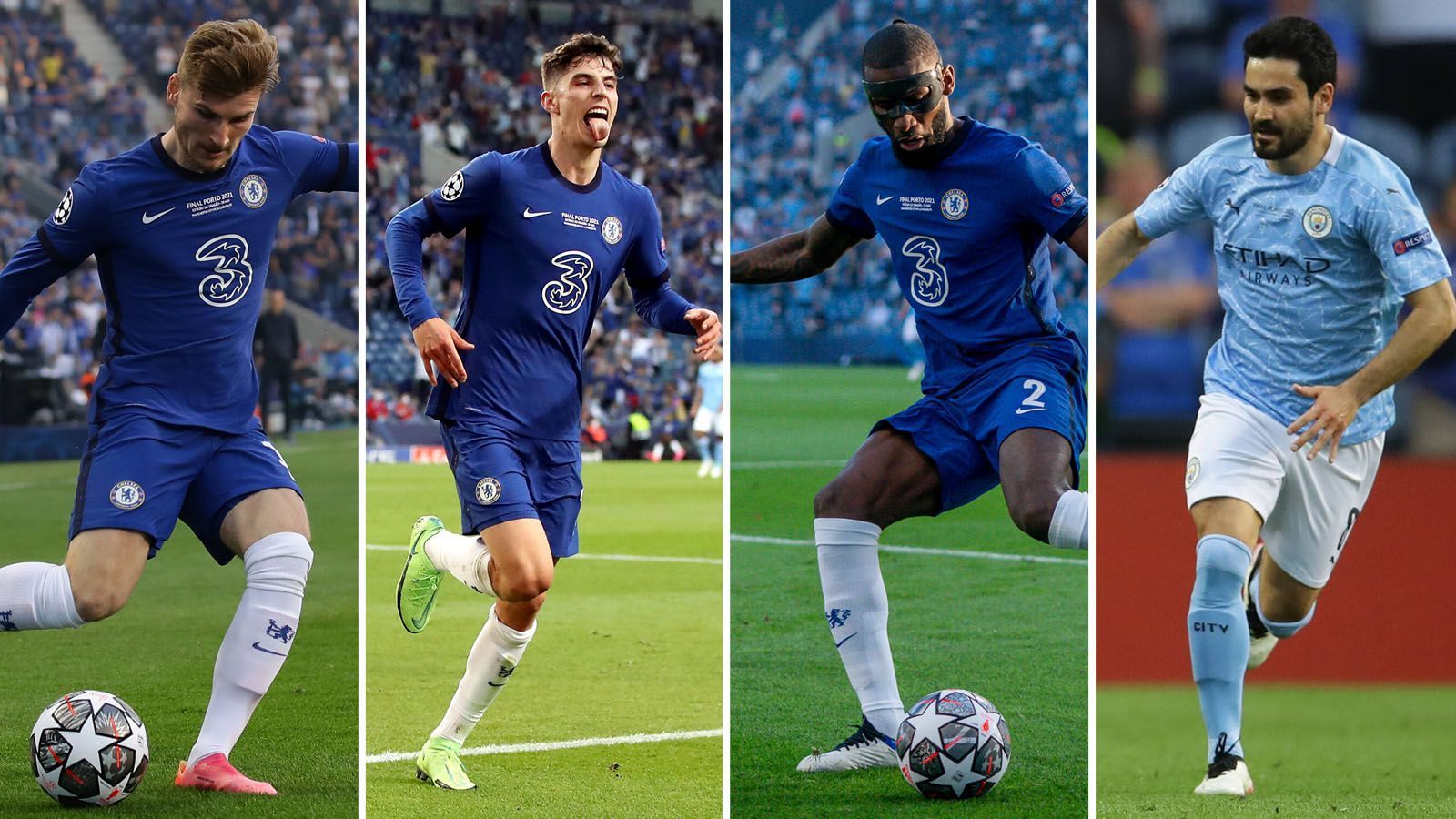 
                <strong>Finale der Champions League: So schlugen sich die DFB-Stars von Chelsea und Manchester City</strong><br>
                Beim Finale der UEFA Champions League zwischen dem FC Chelsea und Manchester City waren gleich vier Stars des deutschen EM-Kaders 2021 dabei. Ilkay Gündogan unterlag mit den Citizens gegen Antonio Rüdiger, Timo Werner und Torschütze Kai Havertz mit 0:1. Wir haben das Quartett von Bundestrainer Joachim Löw während des Spiels etwas genauer unter die Lupe genommen. 
              