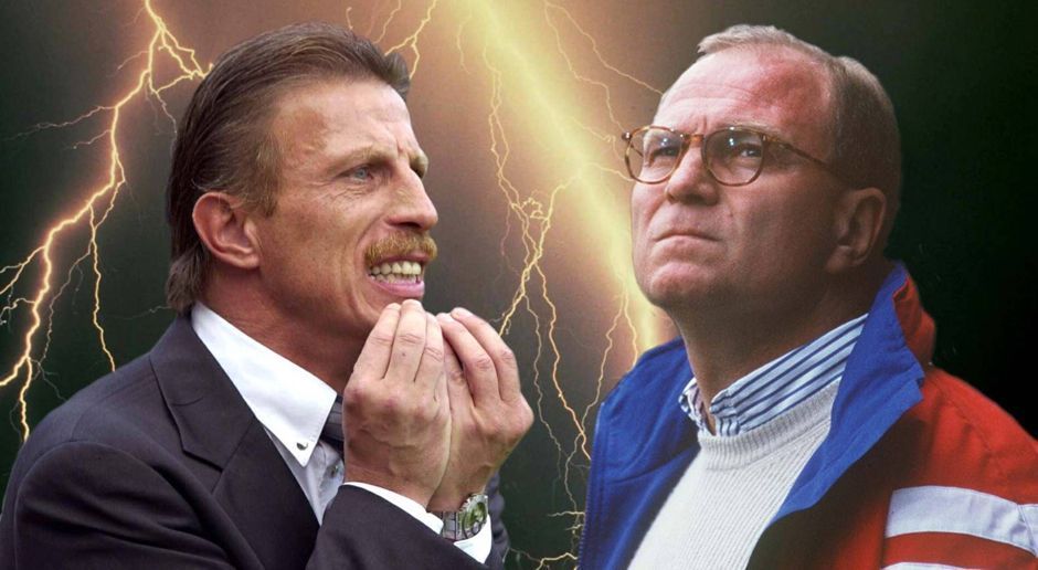 
                <strong>Christoph Daum vs. Uli Hoeneß</strong><br>
                Schon seit über den 1980er Jahren pflegten Christoph Daum und Uli Hoeneß ein besonders schlechtes Verhältnis zueinander. Seit der damalige Kölner Trainer im Meisterschaftsendspurt der Saison 1988/89 massiv gegen den Hoeneß-Buddy Jupp Heynckes gestichelt hatte, war Daum für den Bayern-Manager ein erklärter Feind. Im Herbst 2000 bekam Hoeneß die Chance für eine Retourkusche, als Gerüchte über einen "verschnupften" Daum aufkommen. "Wenn das stimmt, kann Daum nicht Bundestrainer werden", sagte Hoeneß. Daum antwortete mit einer Strafanzeige wegen Verleumdung und übler Nachrede. Der Ausgang ist bekannt. Daum überführte sich mit einer Haarprobe selbst. Hoeneß behielt recht und hat sich bis heute nicht mit Daum versöhnt.
              