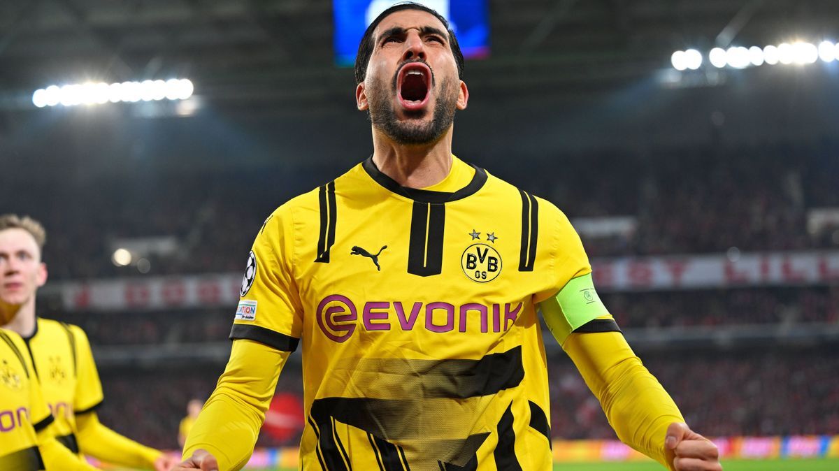 Lille, Stade Pierre Mauroy, 12.03.25, FRA, Herren, UEFA Champions League, Saison 2024-2025, Achtelfinale, OSC Lille - Borussia Dortmund Bild: Emre CAN (Dortmund) jubelt nach seinem Tor zum 1:1 UEFA...