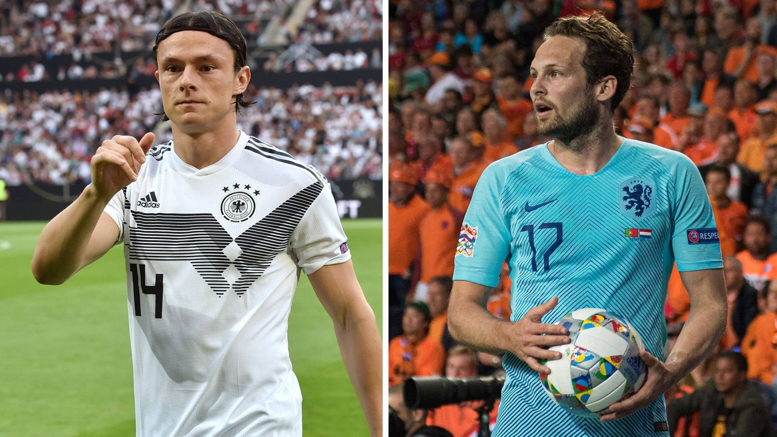 
                <strong>Linker Verteidiger: Nico Schulz vs. Daley Blind </strong><br>
                Der Neu-Dortmunder Schulz wird das Hinspiel gegen die Niederlande in bester Erinnerung haben, als er in der letzten Minute zum Sieg traf und zugleich seinen zweiten Länderspieltreffer bejubeln konnte. Mit seinem Offensivdrang und seinem Tempo sammelt er Pluspunkte bei Löw. Sein Gegenüber Daley Blind ist eigentlich eher in der Inneverteidigung zu Hause, dort ist das Duo Van Dijk/De Ligt allerdings alternativlos, deshalb beackert der Linksfuß die linke Seite, wobei sich der Arbeitsradius des 29-Jährigen eher auf die Defensive beschränkt. Leichter Vorteil für Schulz, 3:3! 
              