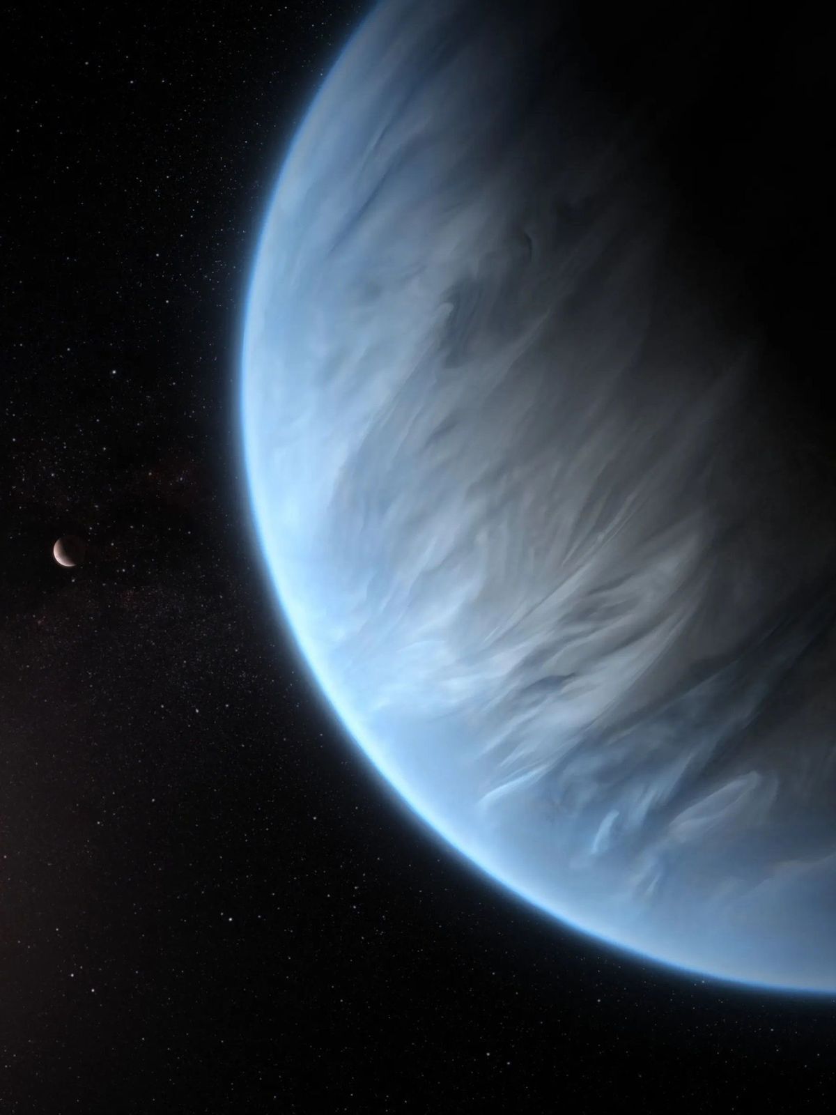 So könnte ein Exoplanet mit einem weit entfernten Stern im Hintergrund aussehen.