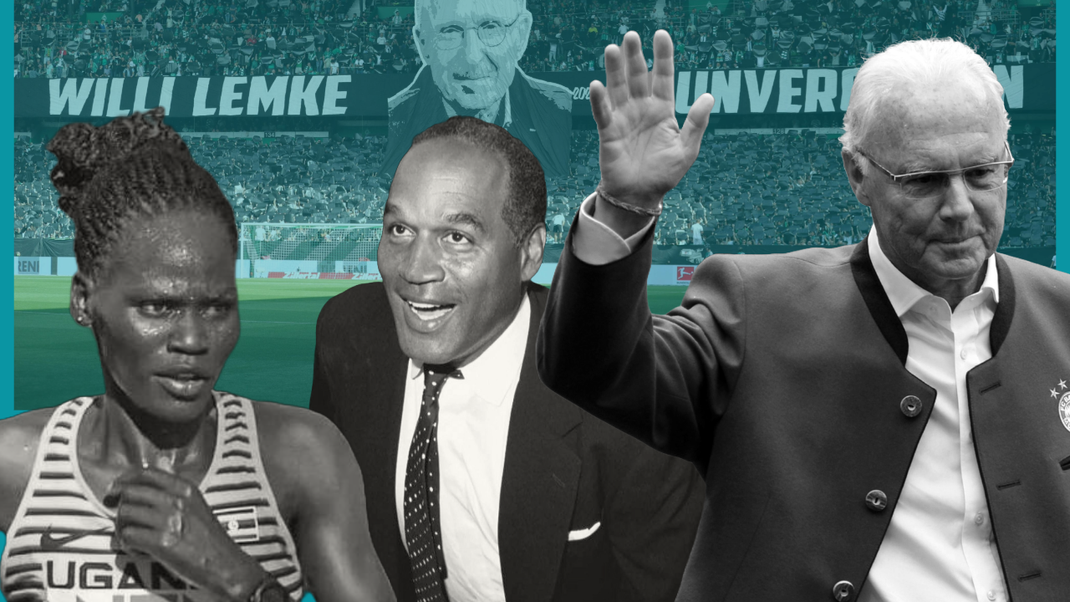 Diese Sportstars sind unter anderem 2024 gestorben. Rebecca Cheptegei, O.J. Simpson und Franz Beckenbauer