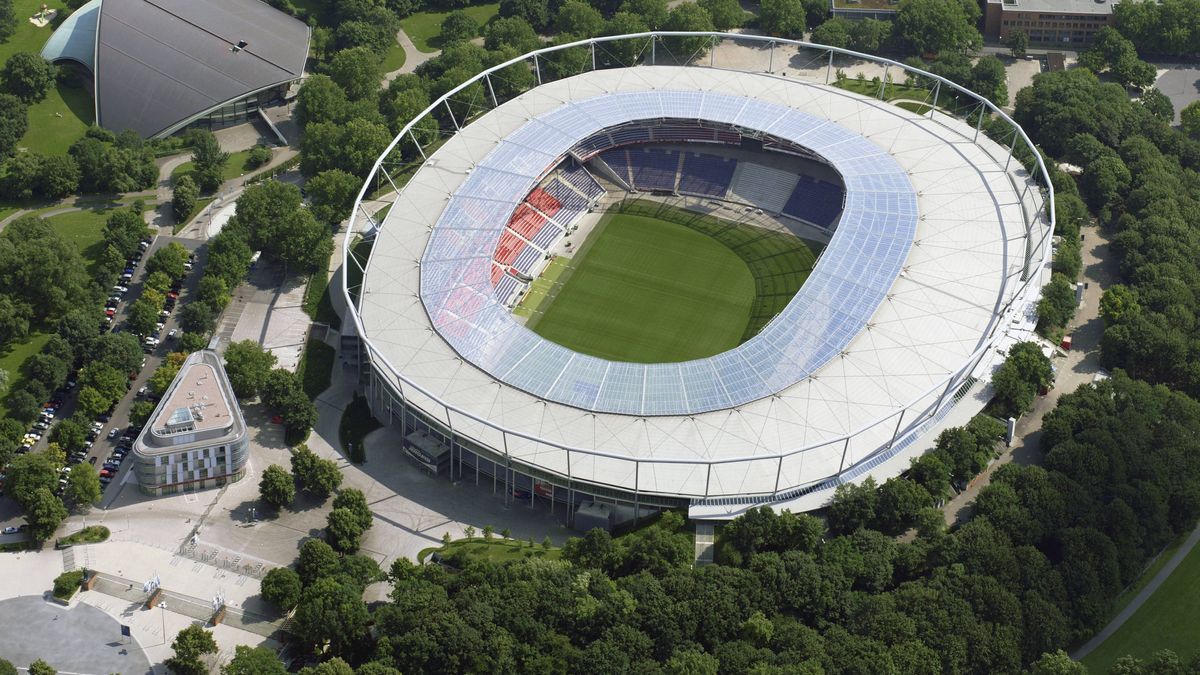 Germany, Hannover, Aerial view of football stadium PUBLICATIONxINxGERxSUIxAUTxHUNxONLY WBF000233