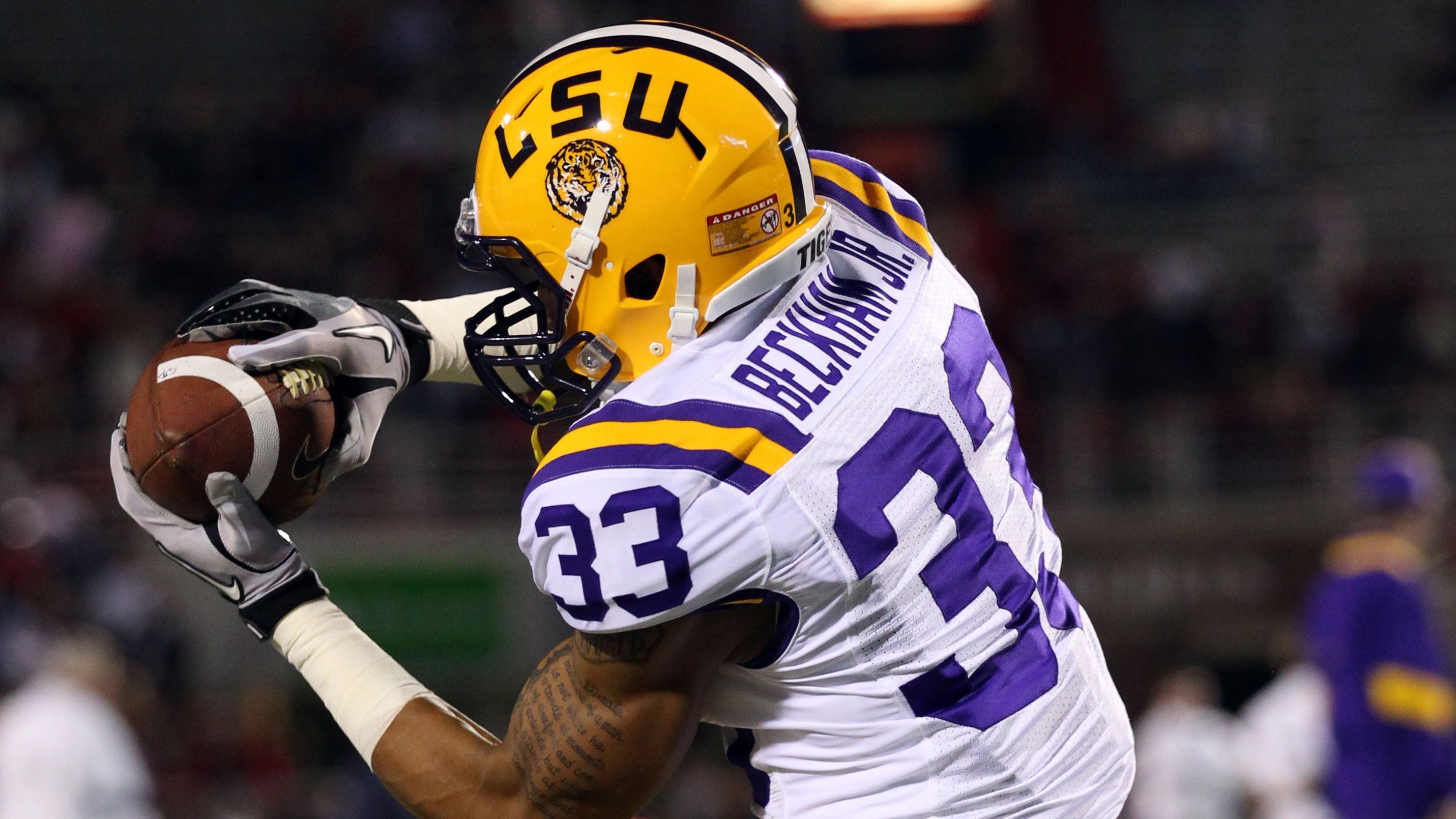 <strong>Platz 8: Louisiana State University</strong><br>
                Teamname: LSU Tigers<br>NFL-Spieler: 407<br>Zur Zeit aktive NFL-Spieler: 66<br>Bekannteste Namen: Odell Beckham Jr. (Bild), Joe Burrow, Tyran Mathieu&nbsp;
