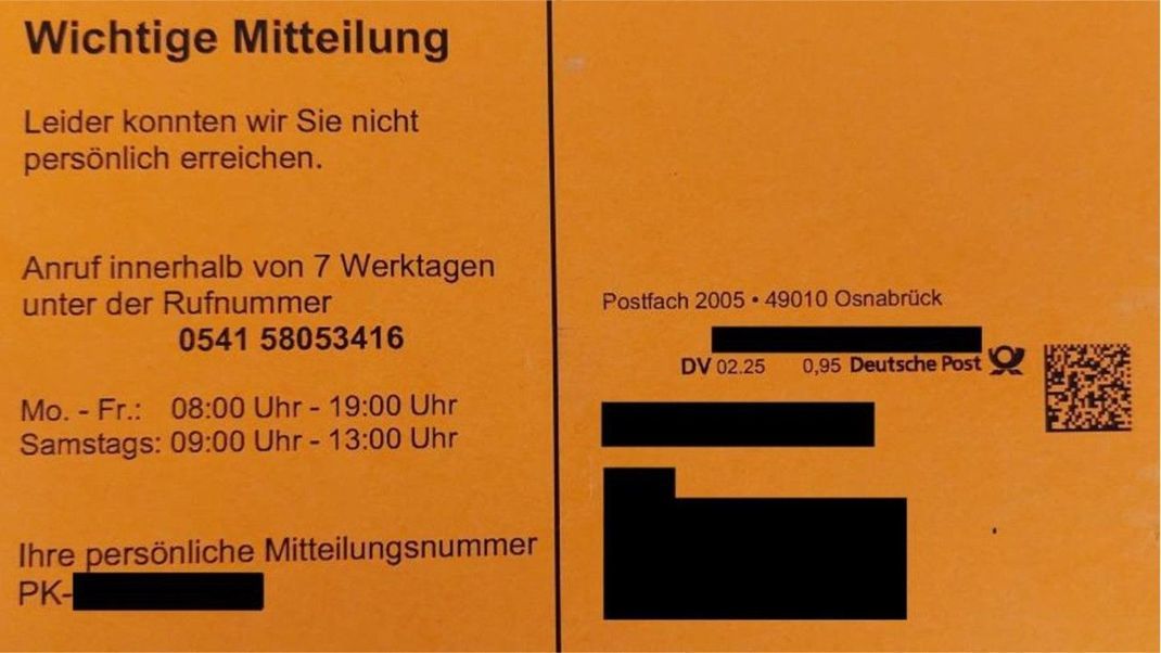 Betrugsmasche per Post: Bei einer orangen Karte ist Vorsicht geboten