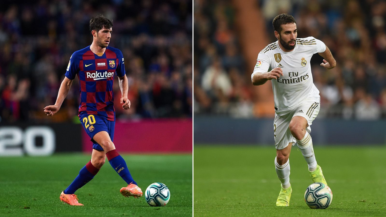 
                <strong>Sergi Roberto vs. Dani Carvajal</strong><br>
                Dani Carvajal ist hinten rechts eine Bank bei den Madrilenen und mit vier Torvorlagen sogar ein wichtiger Faktor für das Offensivspiel. Für Sergi Roberto ist die rechte Abwehrseite nicht seine Stammposition und auch ins Offensivspiel greift der 27-Jährige nicht so erfolgreich ein wie Carvajal. Dieser Punkt geht an die Madrilenen. Stand: 2 zu 3.
              