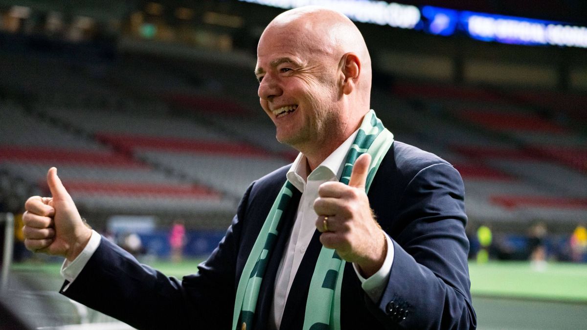 Vancouver, British Columbia, Canada, October 15th 2024: FIFA President Gianni Infantino records a greeting video message during the Concacaf W Champions Cup group stage match between Vancouver Whit...