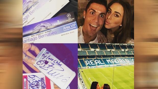 
                <strong>Chloe Green</strong><br>
                … und bei Instagram veröffentlichte die Britin ein Foto, auf dem "CR7" ihr iPhone mit folgenden Worten verschönerte: "Für meine Liebe, Chloe." Wenn das mal nicht eindeutig ist.
              