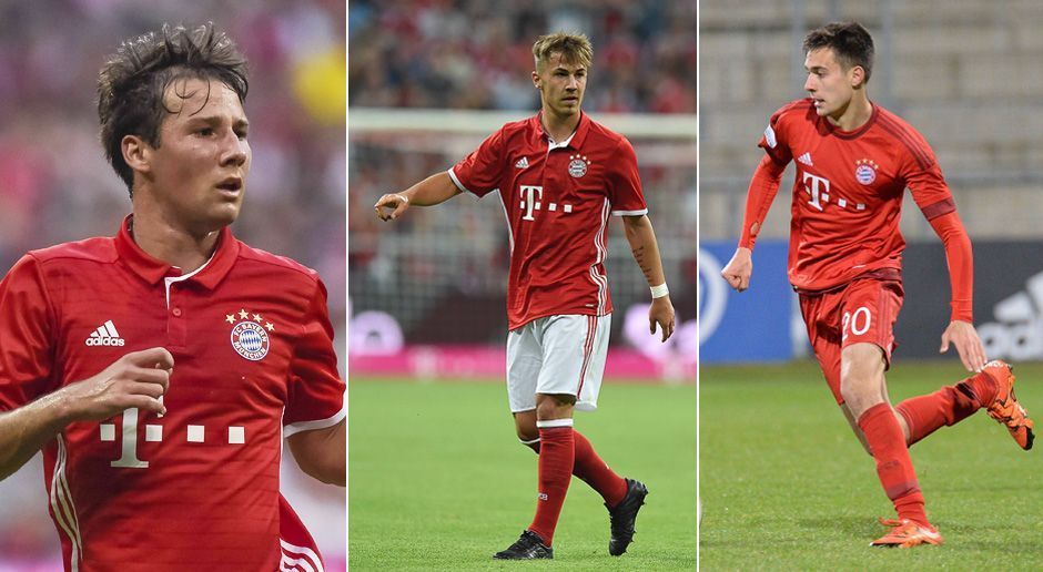 
                <strong>FC Bayern München</strong><br>
                Bayern München: V.l.n.r. Fabian Benko, Niklas Dorsch, Milos Pantelic - Der erst 18-jährige Benko gilt als größtes Versprechen für die Zukunft beim deutschen Rekordmeister. Er kam schon in den letzten Vorbereitungsphasen immer mal wieder zum Einsatz. Niklas Dorsch (18) spielt gewöhnlich im defensiven Mittelfeld der U23. Milos Pantovic wäre als gelernter Mittelstürmer eine Alternative, falls der große Lewandowski mal geschont werden müsste. Gegen einen anderen 18-Jährigen dürften die drei Jungs jedoch wohl keine Chance haben: Neuzugang und EM-Shootingstar Renato Sanches.
              