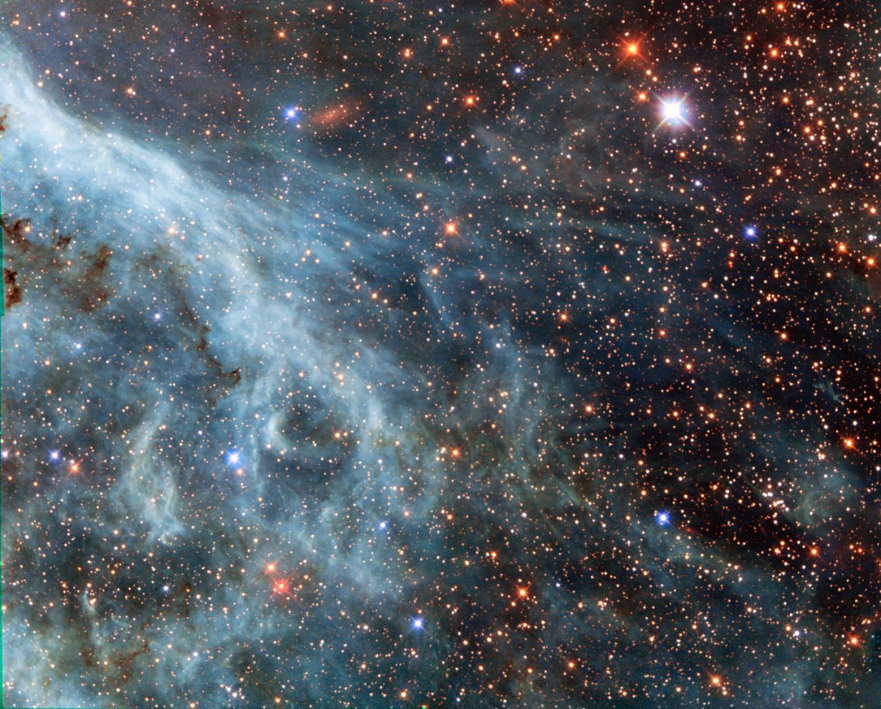 Die "Große Magellansche Wolke" ist eine Galaxie, die nicht unweit der Erde um die Milchstraße kreist. Aufgrund ihrer Nähe konnte Hubble schon mehrfach detaillierte Aufnahmen der Galaxie machen.