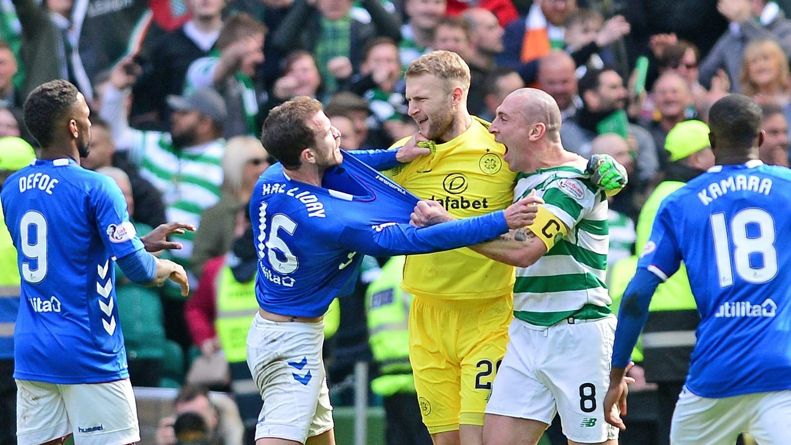 
                <strong>Scott Brown: Der emotionale Leader von Celtic Glasgow</strong><br>
                Heiß, heißer, "Old Firm." Im Stadtderby zwischen Celtic Glasgow und den Rangers war wieder einmal ordentlich Feuer. Im Mittelpunkt: Celtic-Kapitän Scott Brown (Nr. 8), der eine rote Karte für Rangers-Stürmer Morelos provozierte und sich nach dem 2:1-Sieg ausgelassen jubelnd vor der Rangers-Tribüne positionierte. ran.de stellt euch den härtesten Knochen Schottlands vor.
              