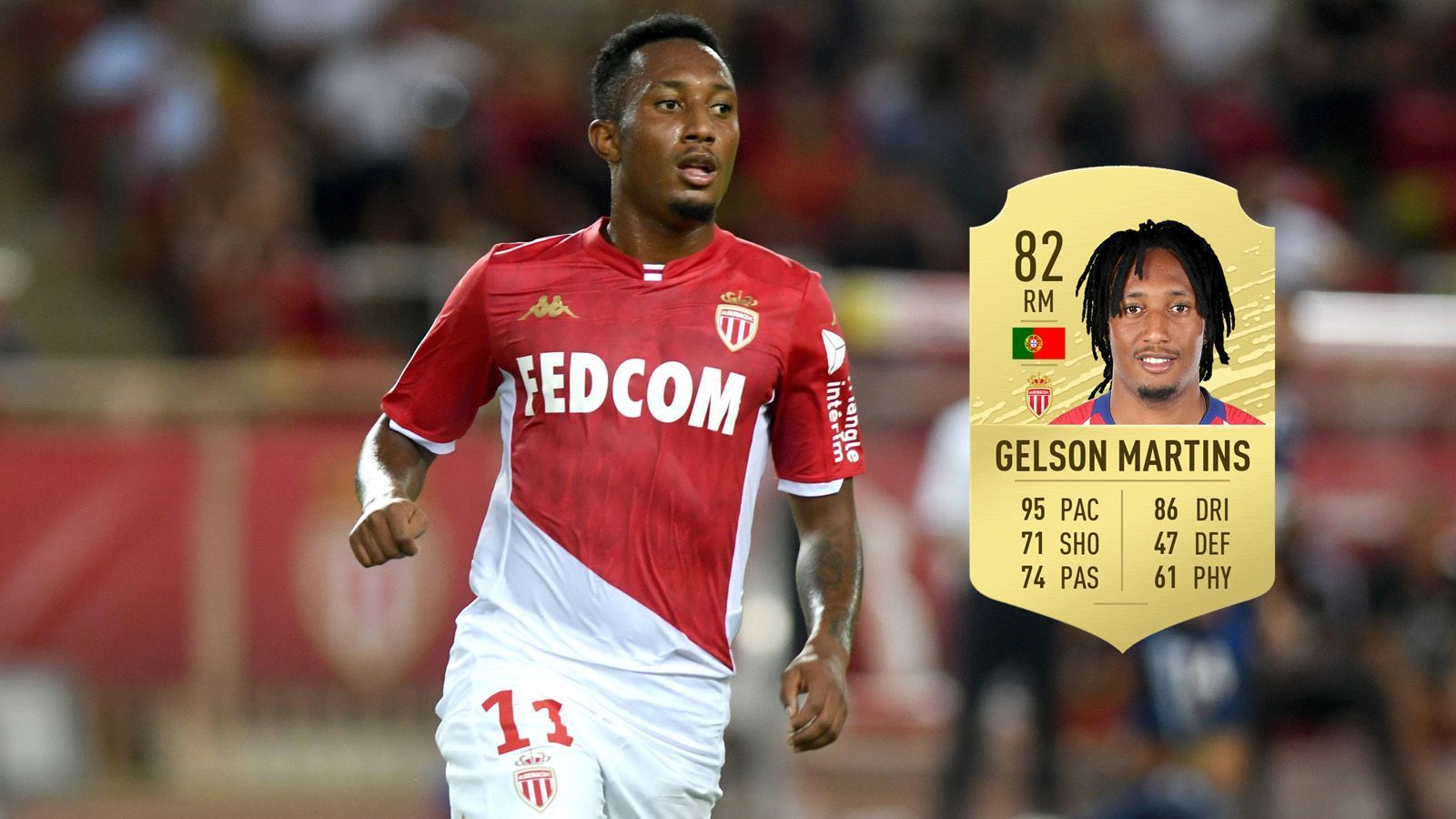 
                <strong>Gelson Martins, Portugal </strong><br>
                Verein: AS Monaco (Frankreich)Geschwindigkeitswert: 95Gesamtwert: 82Position: Rechtes Mittelfeld
              