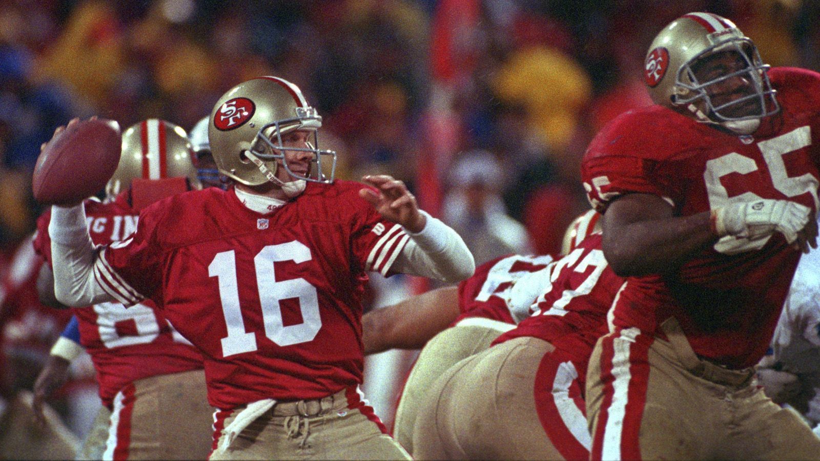 
                <strong>Joe Montanas Ära in den 80ern</strong><br>
                "The Catch" war quasi der Beginn des Joe Montana bei den 49ers. 1981 gab er sein Debüt in der Rivalität und sollte am Ende alle sechs Spiele gegen die Cowboys gewinnen. In den 80ern wurde nicht nur die NFC, sondern die ganze NFL von Montana und den 49ers dominiert. Unter den Head Coaches Bill Walsh und George Seifert gewinnt die Franchise aus Kalifornien vier Super Bowls (XVI, XIX, XXIII, XXIV). 
              