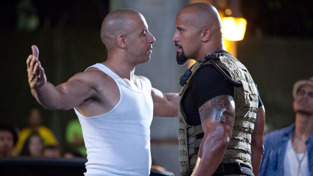 Keine brüderliche Liebe wie in <em>Fast &amp; Furious</em>: Vin Diesel (links) und Dwayne Johnson vertragen sich nicht mehr.