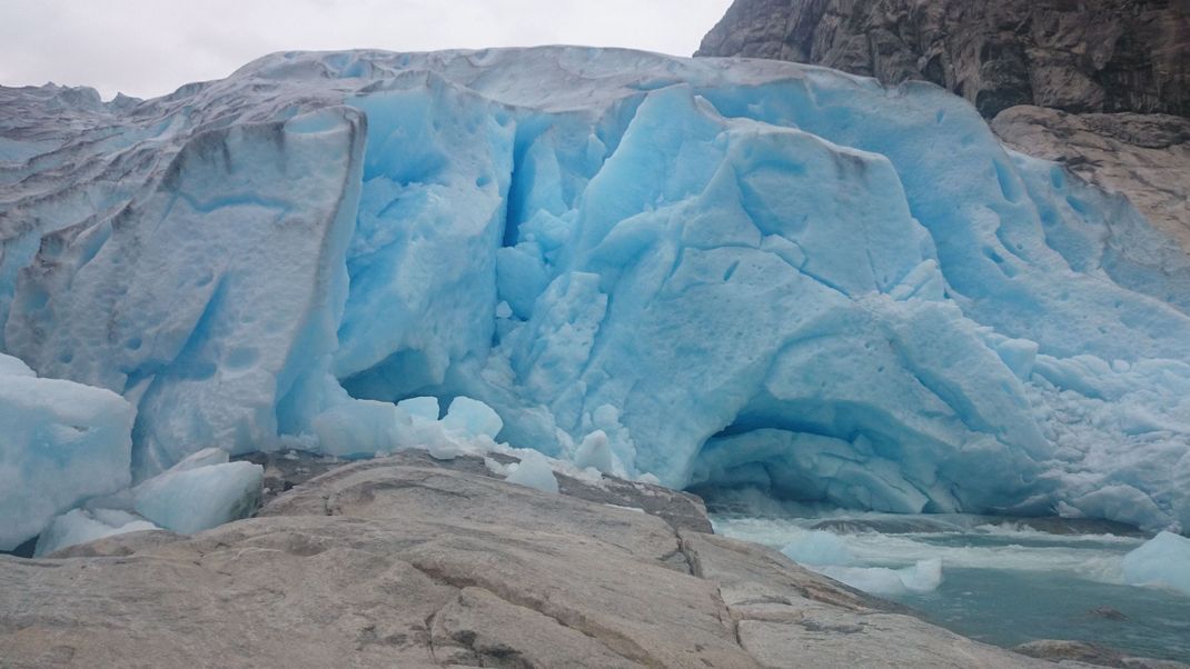 Ein Stück des Gletschers Nigardsbreen in Norwegen: Forscher haben einen heftigen Rückgang der Gletscher in dem skandinavischen Land verzeichnet.