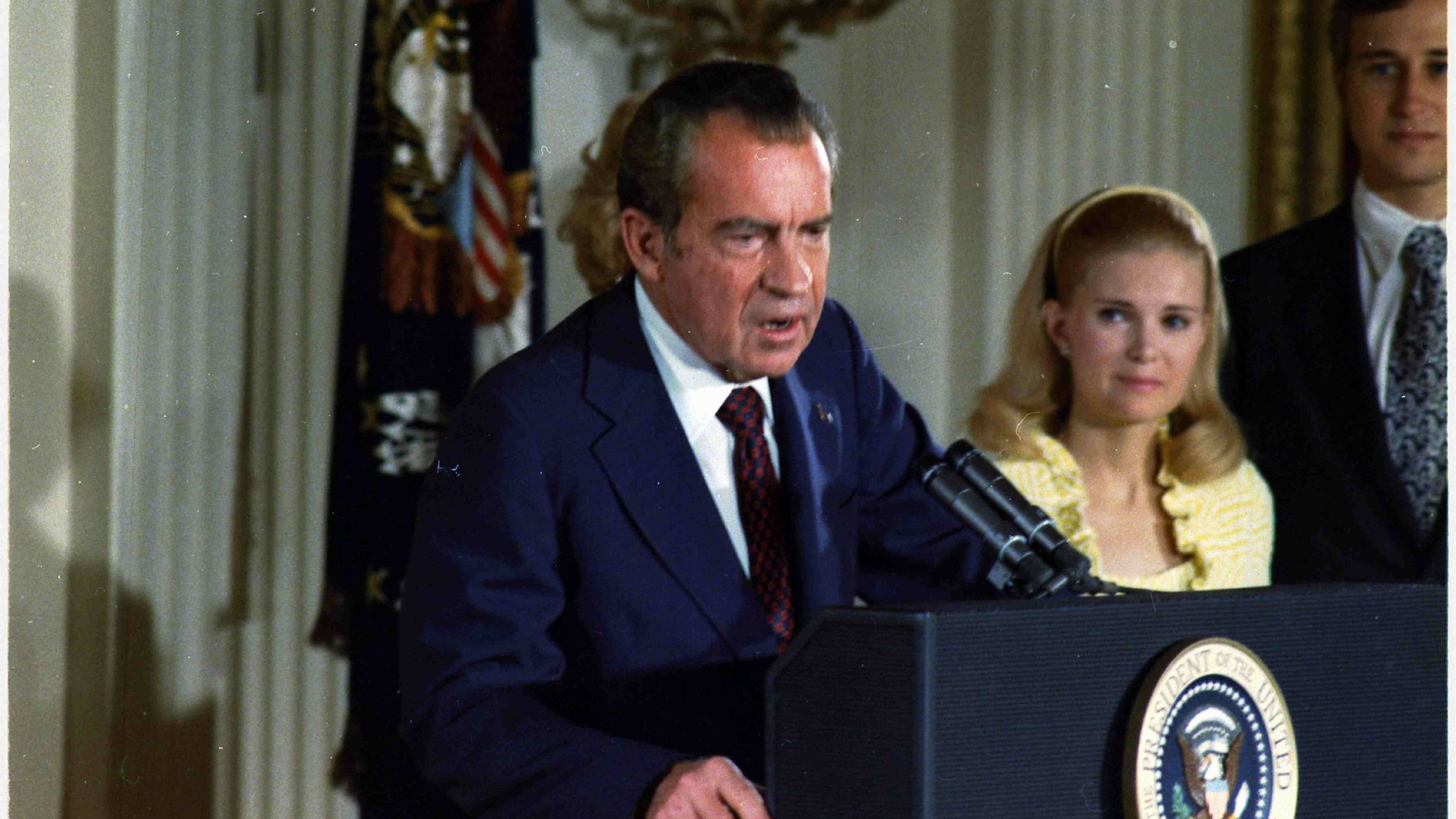 <strong>Politik-Beben in den USA</strong><br>Präsident Richard Nixon trat 1974 aufgrund der Watergate-Affäre zurück - als nach wie vor einziger US-Präsident.