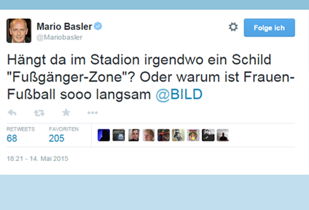 
                <strong>Basler twittert über das Champions-League-Finale der Frauen</strong><br>
                Basler ist von der Qualität des Endspiels nicht beeindruckt. 
              