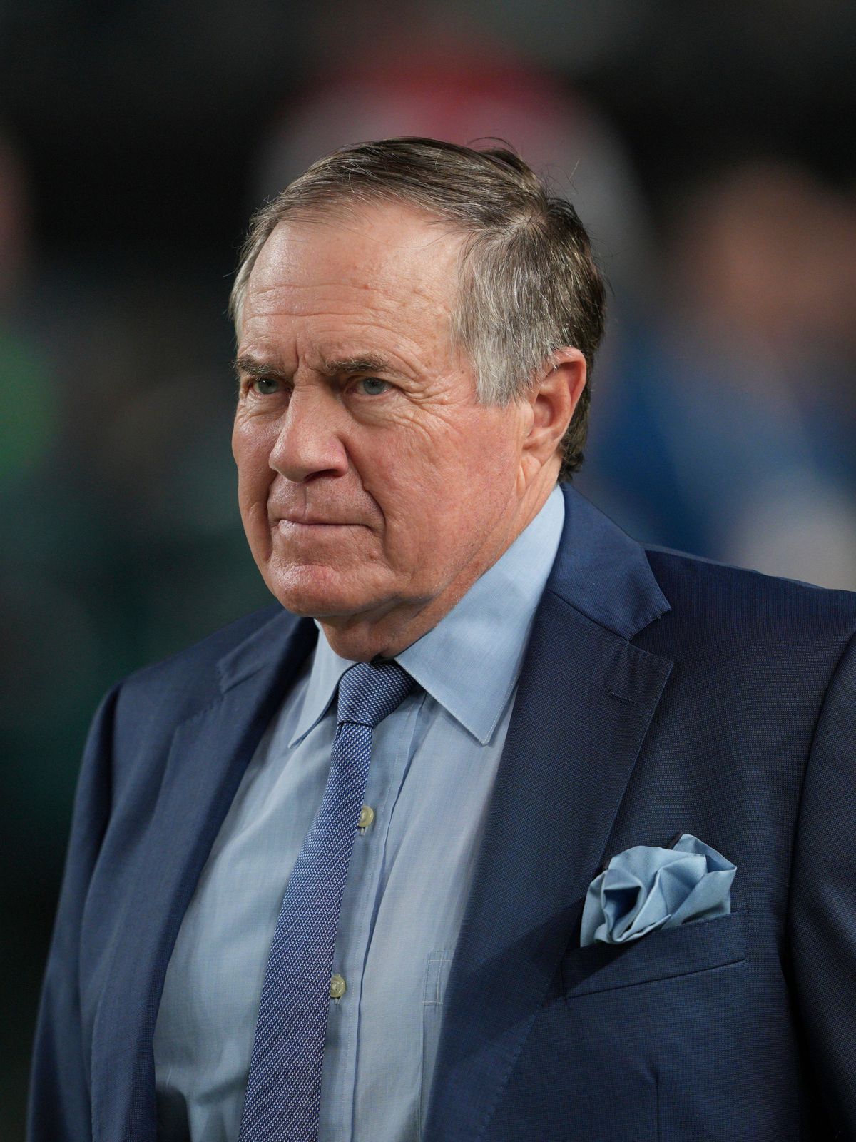 PHILADELPHIA, PA - SEPTEMBER 16: NFL, American Football Herren, USA analyst Bill Belichick looks on during the game between the Philadelphia Eagles and the Atlanta Falcons on September 15, 2024 at ...