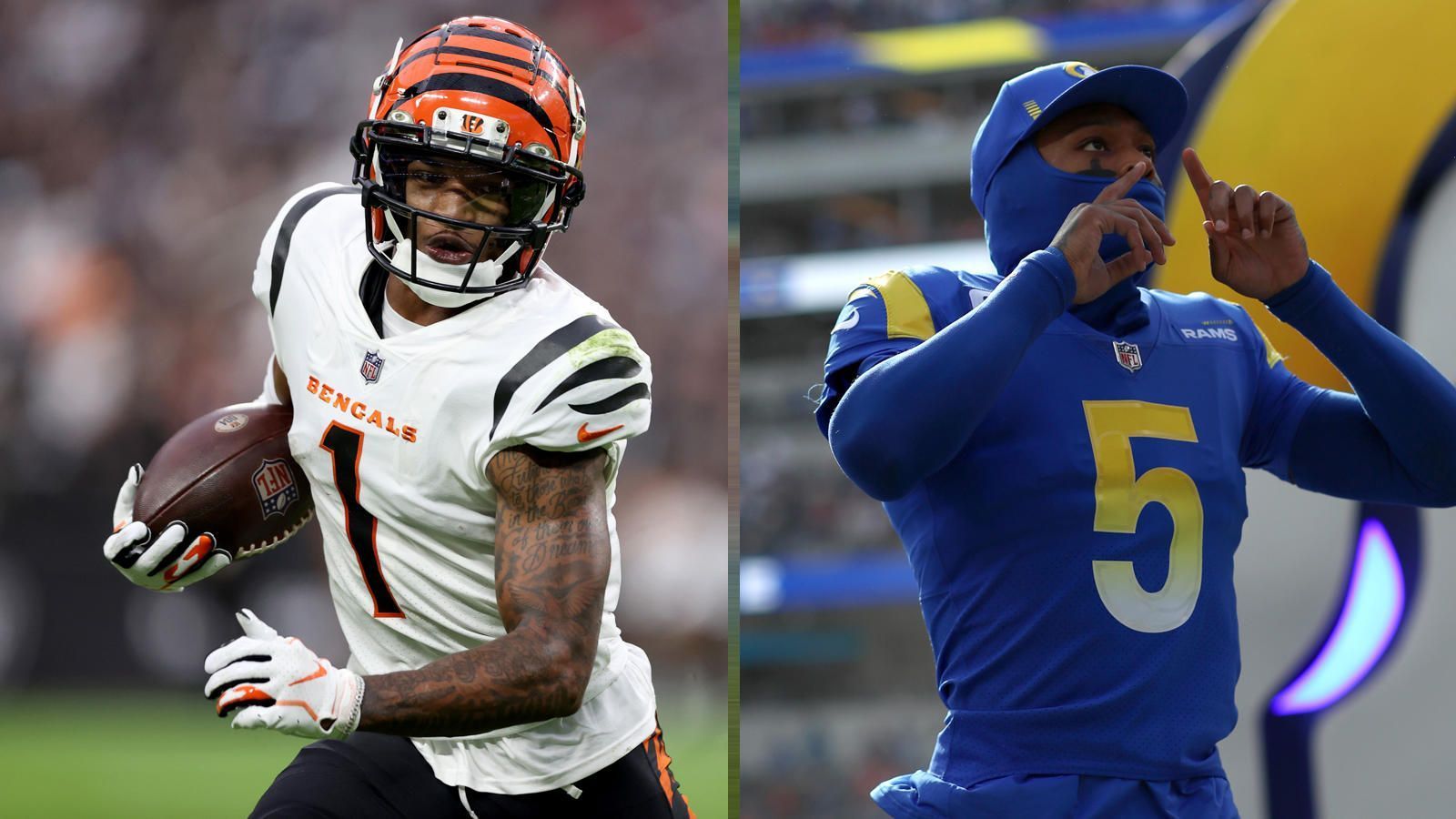 
                <strong>Ja'Marr Chase vs. Jalen Ramsey</strong><br>
                Es ist das wohl spannendste Duell des Super Bowl. Wie oft wird Jalen Ramsey wirklich ohne Hilfe Ja'Marr Chase verteidigen dürfen? Welcher Superstar behält die Oberhand? Ramsey überzeugt mit seiner physischen Spielweise und sollte Chase bei Contested Catches das Leben erschweren. Chase hat allerdings Geschwindigkeits-Vorteile und seine Stärken als Deep Threat - und da sieht auch Ramsey nicht immer gut aus. Gegen die Tampa Bay Buccaneers erlaubte Ramsey Mike Evans einen 55-Yard-Touchdown bei einer einfachen "Go-Route". Diese Disziplin beherrscht Chase wohl mindestens genauso gut. Es ist allerdings nicht auszuschließen, dass L.A. Chase vermehrt doppelt und Ramsey den Rookie weitestgehend nicht alleine verteidigt.
              