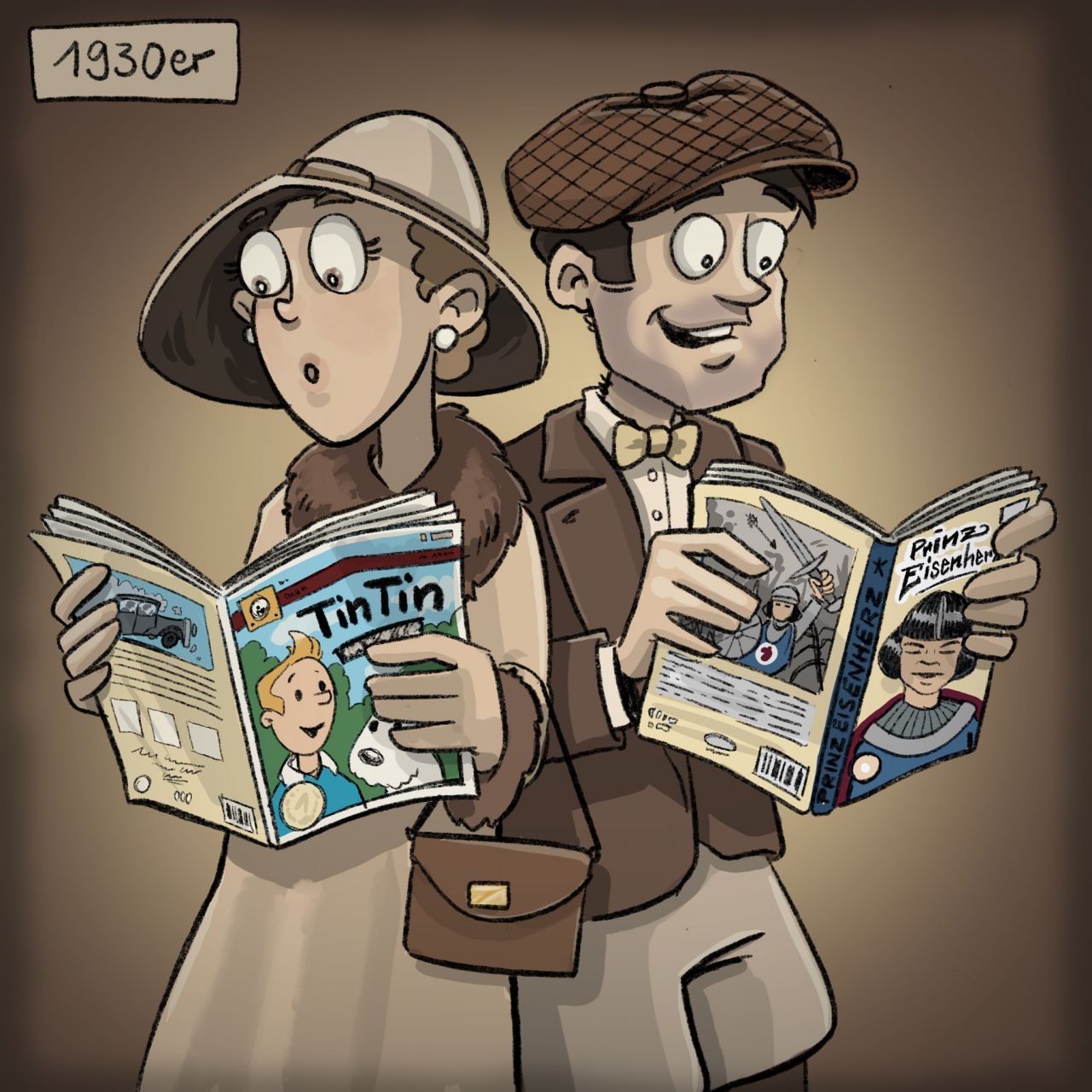 1929: Auch in Europa, besonders in Frankreich und Belgien, treibt die Comic-Kunst Blüten. Hier entstehen ganze Hefte mit Geschichten und einzelnen Folgen. Als einer der bekanntesten Künstler gilt Hergé, der 1929 Tim und Struppi erfand. Tarzan schwang sich ab 1929 ebenfalls zum Comic-Helden auf. 1937 wurde Prinz Eisenherz ein großer Hit. In den 1930er-Jahren erlebte auch die berühmteste Maus der Welt ihre ersten  Abenteuer: "M