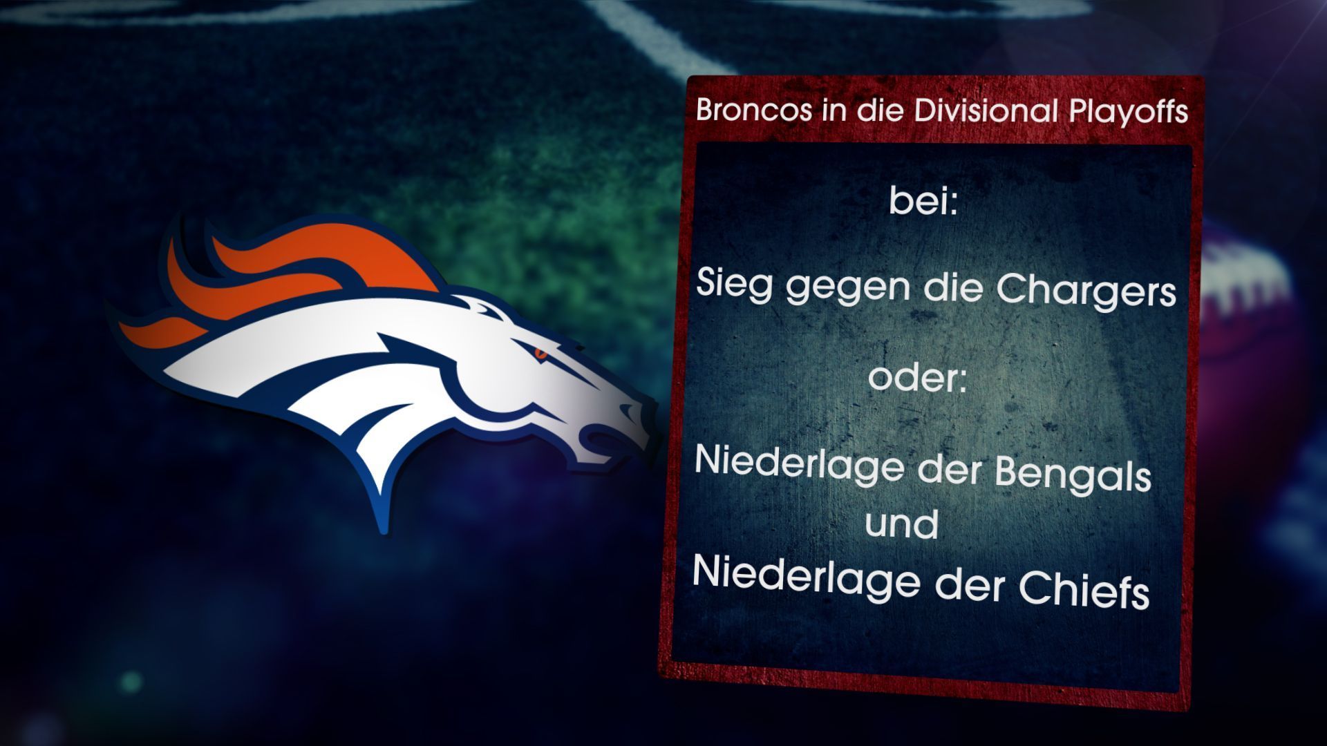 
                <strong>Denver Broncos in die Divisional Playoffs, wenn ...</strong><br>
                
              