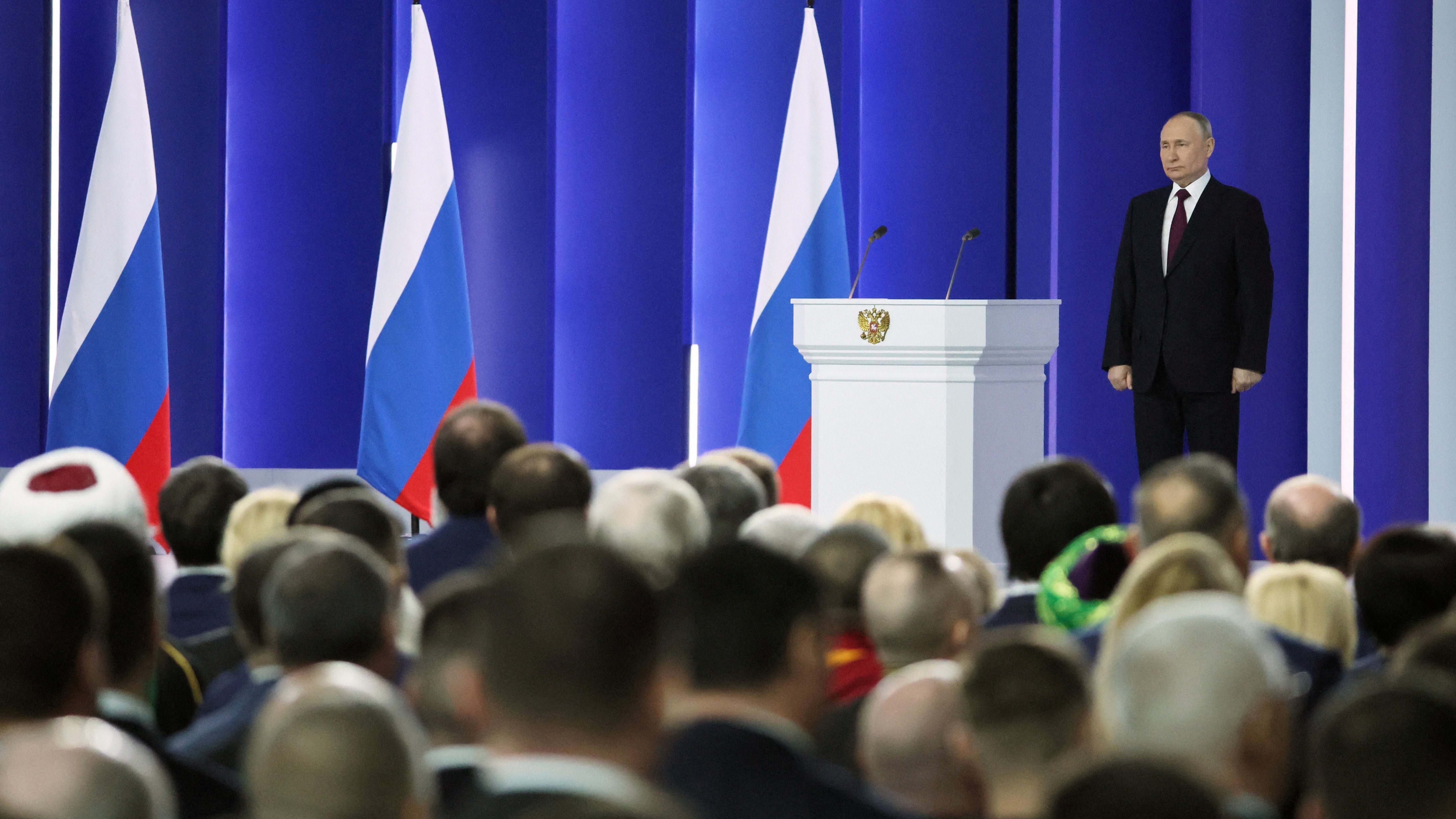 Wladimir Putin bei seiner Rede zur Lage der Nation.