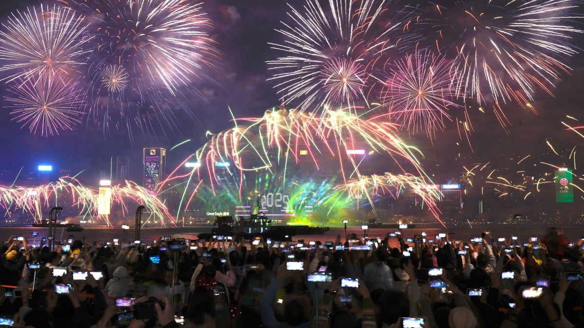 Feuerwerk Neujahr Hongkong