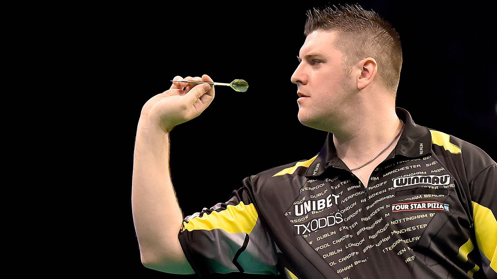 
                <strong>Daryl Gurney (Nordirland) </strong><br>
                Spitzname: SuperchinProfi seit: 2013Weltrangliste Platz: 3Einlaufmusik: "Sweet Caroline" von Neil DiamondErfolge: PDC-WM: Viertelfinale 2017World Grand Prix: Sieger 2017Players Championship Finals: Sieger 2018
              