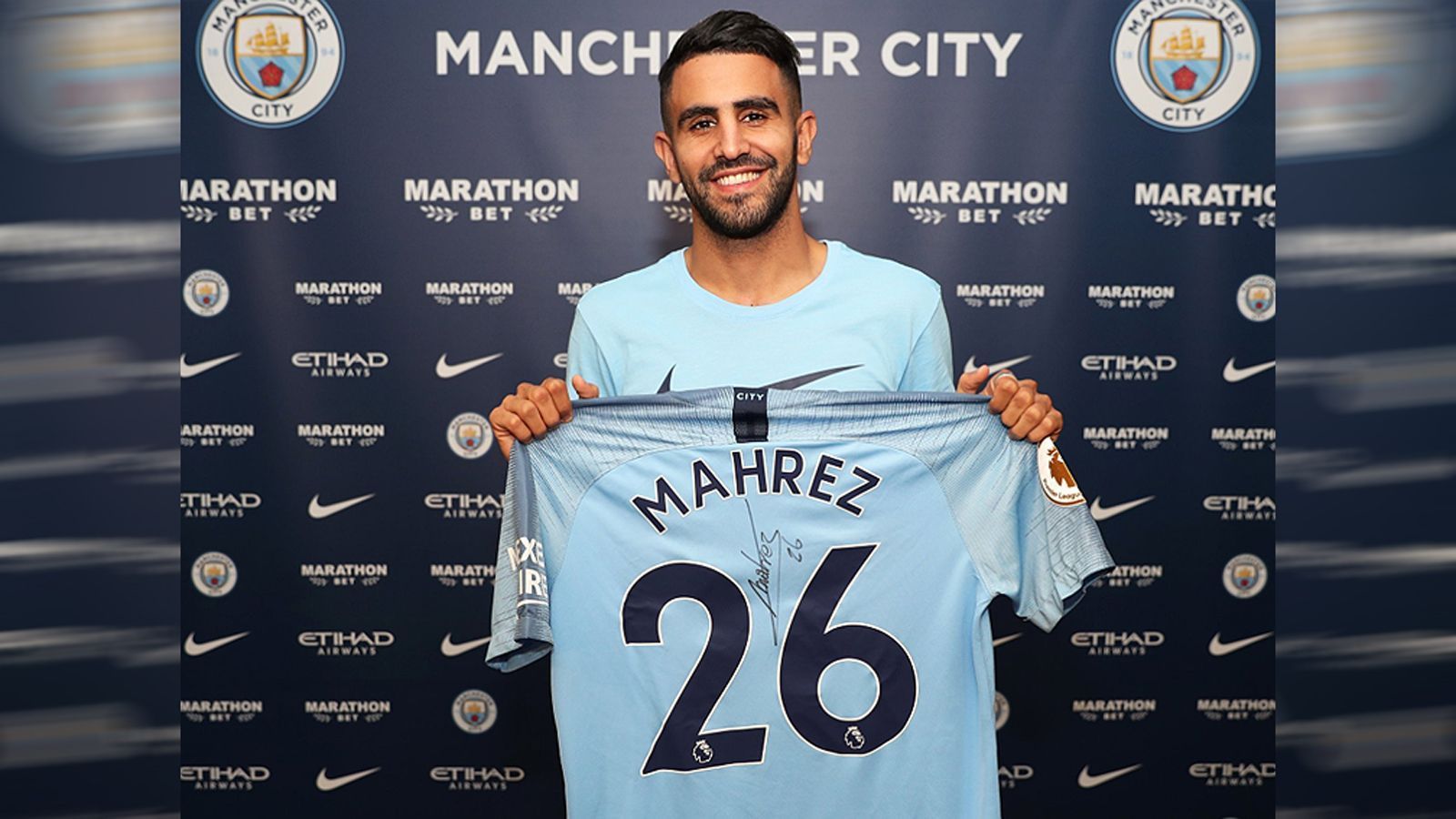 
                <strong>Riyad Mahrez (Manchester City)</strong><br>
                Rückennummer: 26Transferiert von: Leicester City
              